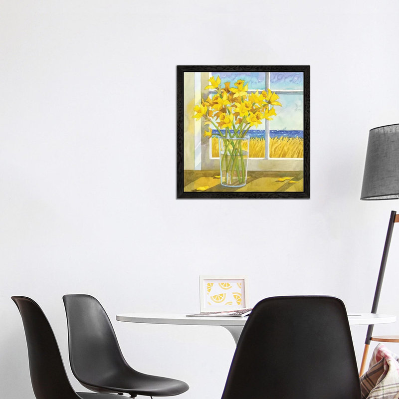 Daffodils In The Window by Robin Wethe Altman - Wrapped Canvas Print, 93.98 cm H x 93.98 cm W, Black Framed