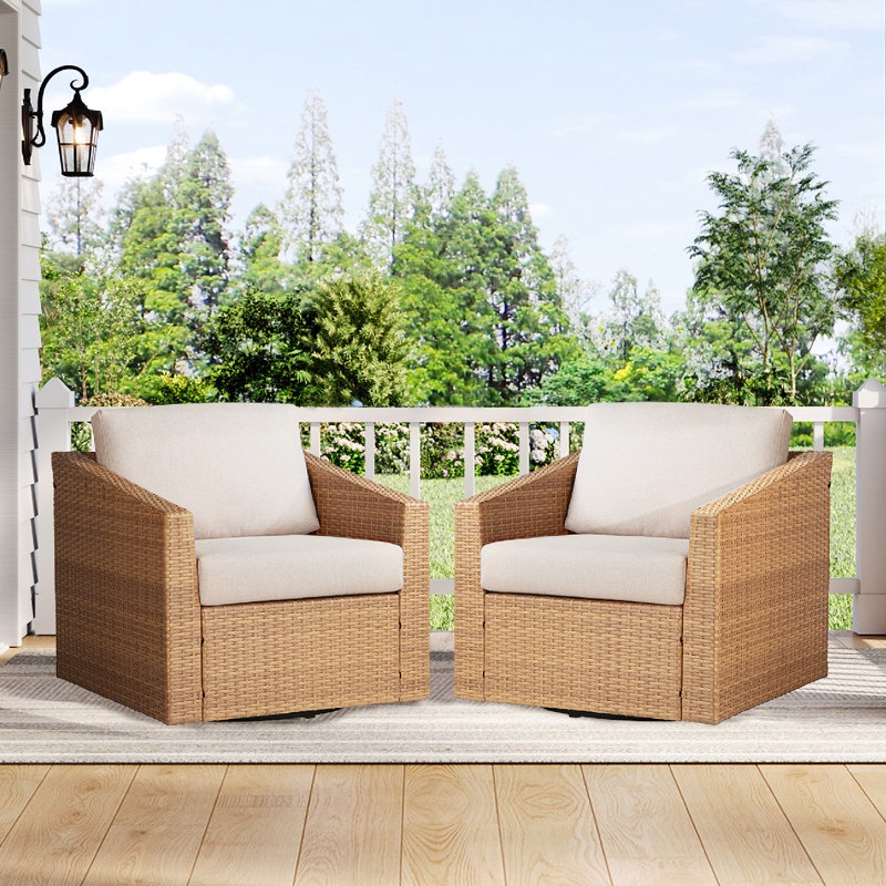 Ensemble de conversation d'extérieur 2 personnes avec coussins Tiaka, Beige, Brun