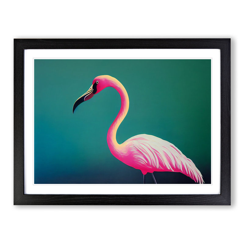 Epic Flamingo - Single Picture Frame Print, 46cm H x 64cm W x 2cm D, Black