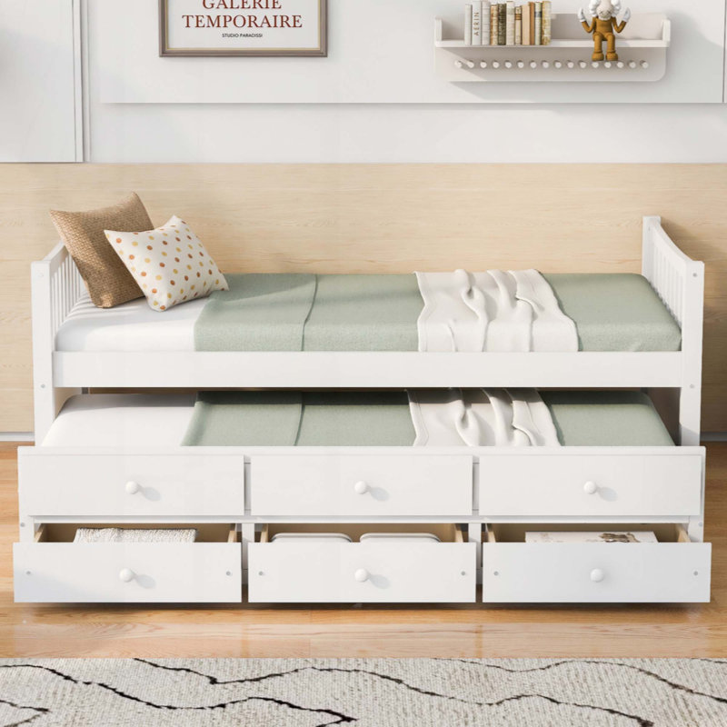 Lit de jour avec couchette et tiroirs, White