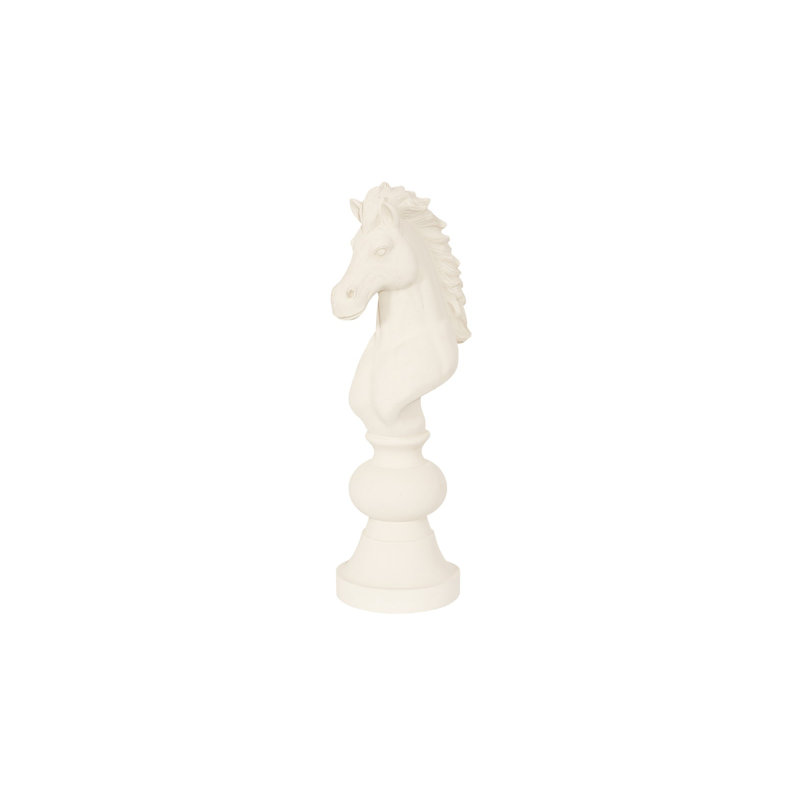 Knight Chess Sculpture, Cast Stone, Small, Off White