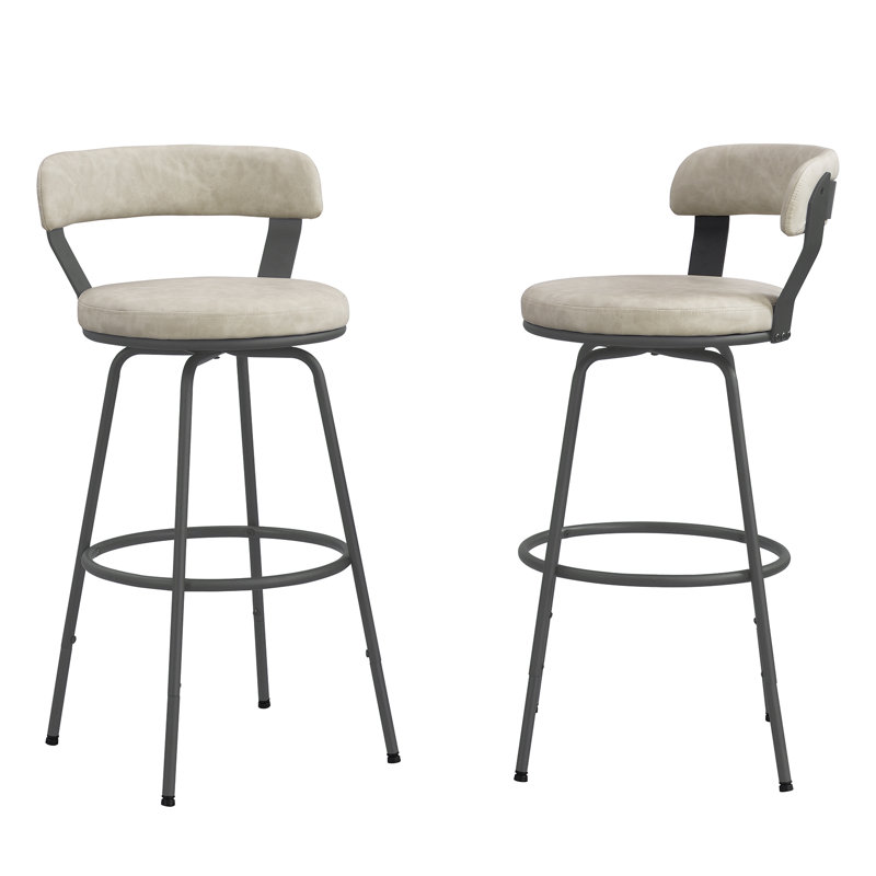 Kipton Low Back Swivel Bar & Counter Stool, Bar Stool (30” Seat Height), Beige