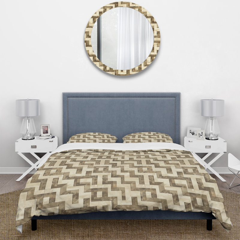 Ensemble de housse de couette beige Midcentury Maze Wonder II - Midcentury, Housse de couette très grand + 2 taies décorativ