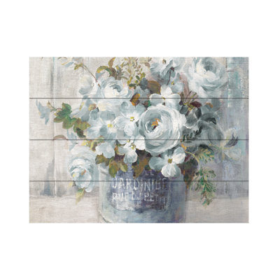 Danhui Nai Garden Blooms I Blue Wood Slat Art