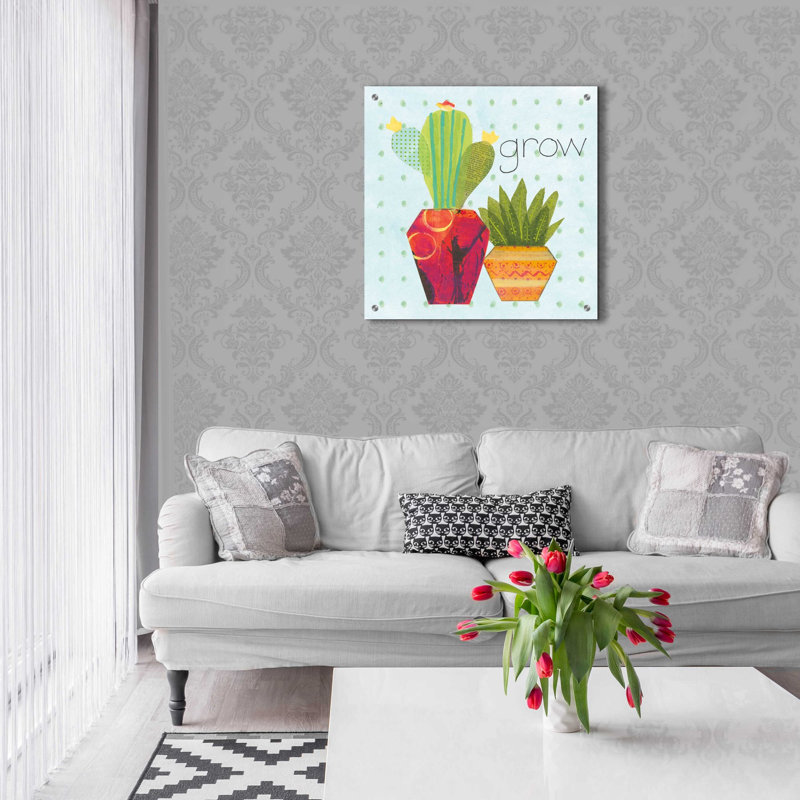 «Southwest Cactus II» par Courtney Prahl, art mural en verre acrylique, H 24 po x l 24 po x P 0,2 po