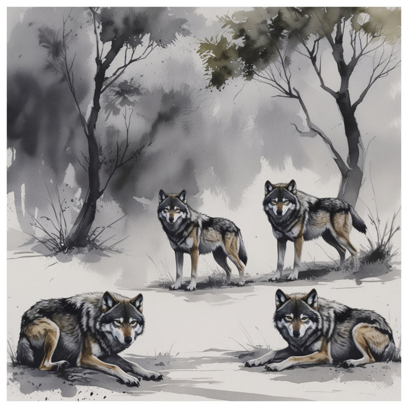 Gray Wolves In Forest Comforter, Twin