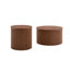 Ensemble de 2 tables basses gigognes avec rangement, colonne romaine ronde, tables de salon en grain de bois noyer