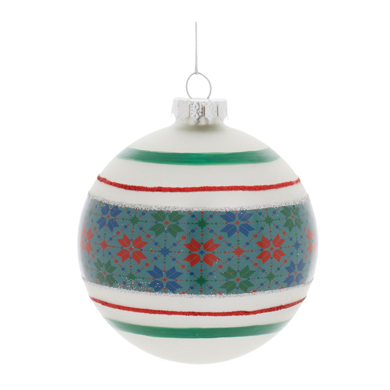 Festive Red and Green Glass Ball Ornaments Set of 6