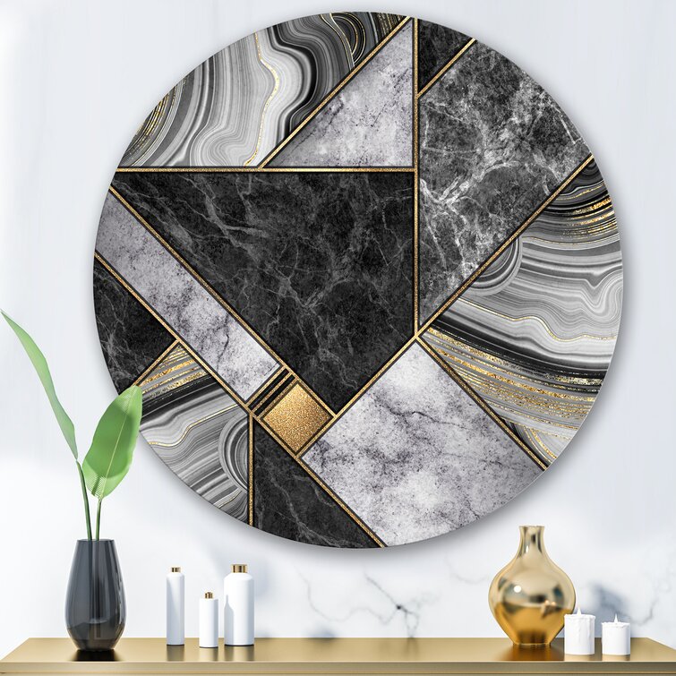 Bless international Marble Granite Agate With Touches Of Gold Modern  Metal Circle Wall Art  Reviews Wayfair Canada