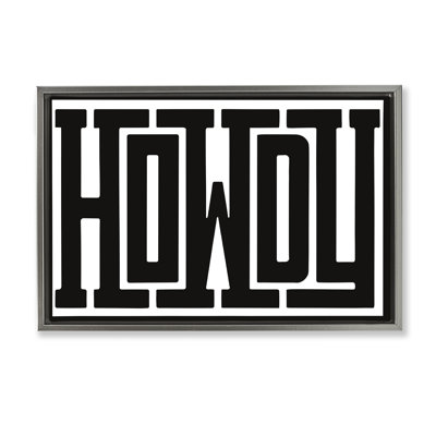 Bold Vintage Howdy Greeting  Framed Floater Canvas Wall Art, design by Lettered and Lined