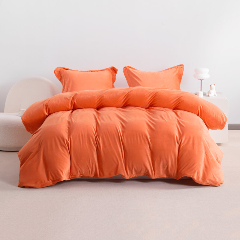 Polyester Duvet Cover, Twin Duvet Cover + 1 Standard Sham, Orange