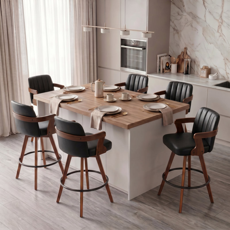 Tabouret de bar pivotant Jarissa, Noir