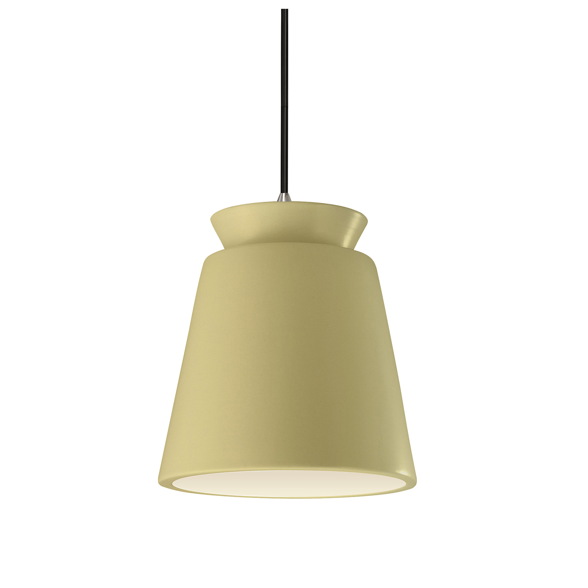 Logan 1 - Light Single Cone Pendant, Muted Yellow, LED (Integrated), Brushed Nickel