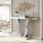 Console à miroir avec pieds courbés incrustés de pierre