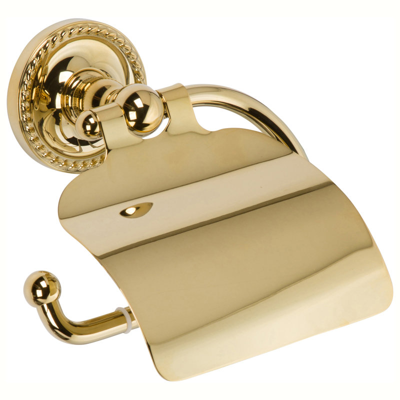 Canterbury Hooded Wall Mount Toilet Paper Holder, Polished Brass