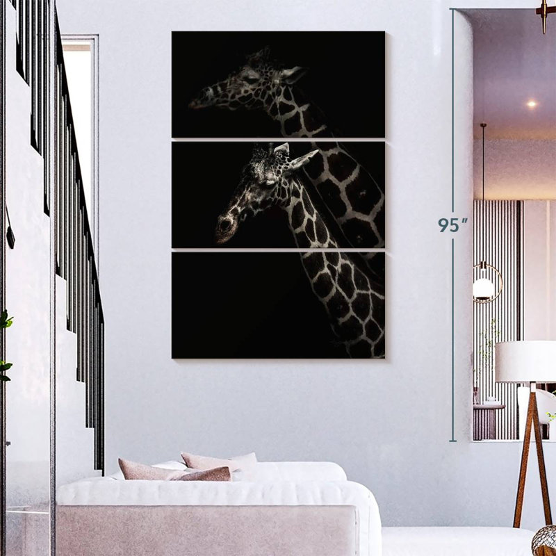 Brampt Two Masai Giraffes, 74" H x 48" W