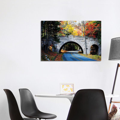Stone Bridge over a Carriage Road 1 Piece Wrapped Canvas Wall Art