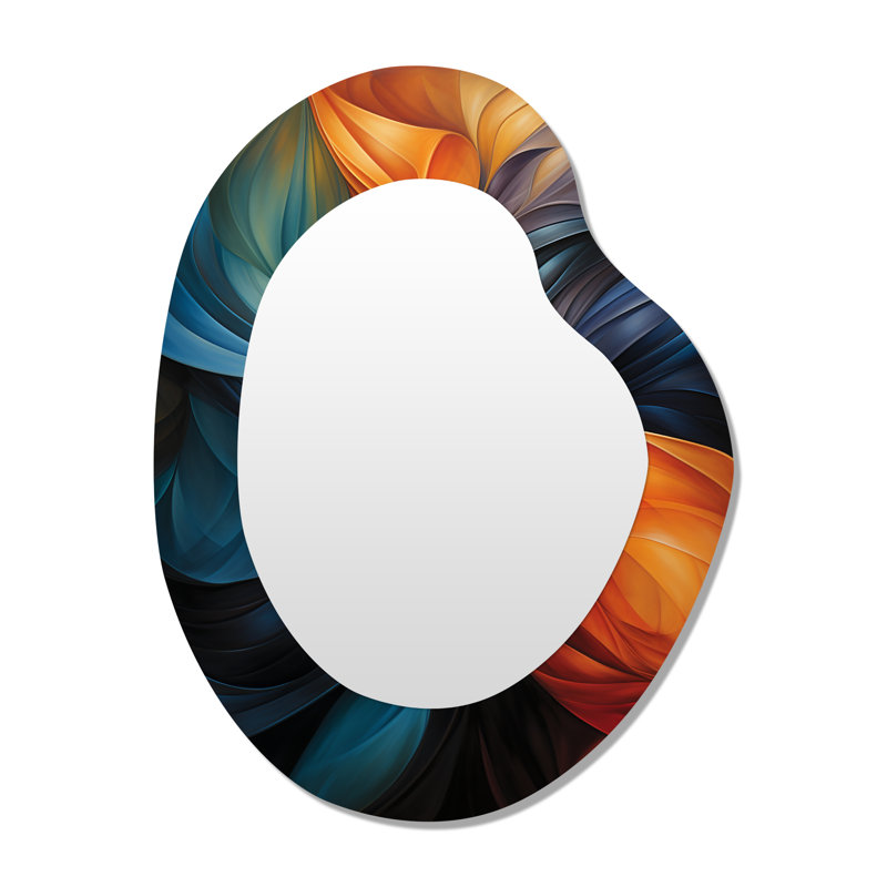 Burkes - Abstract Waves Modern Asymmetrical Decorative Wall Mirror