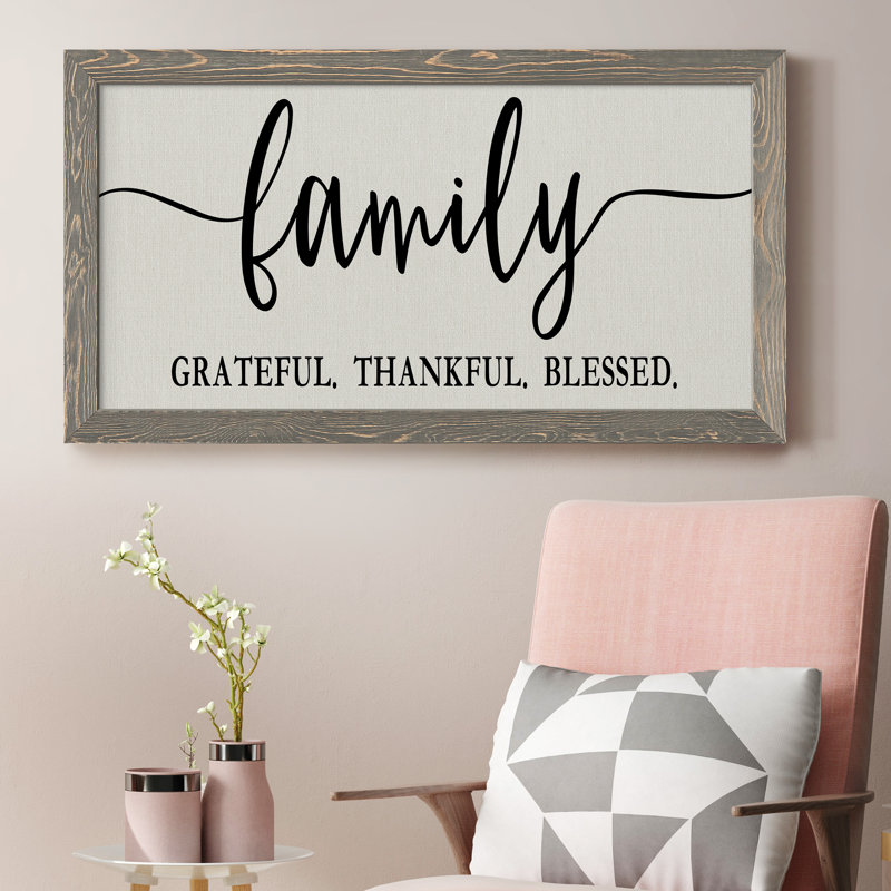 «Family Grateful», art textuel sur toile, Gris