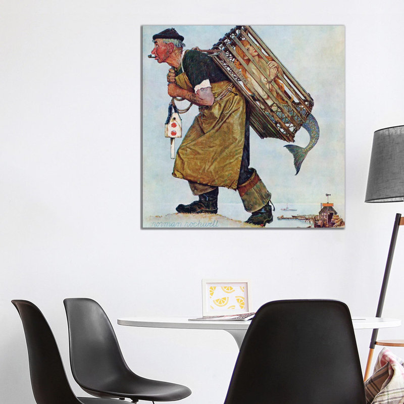 Mermaid (Lobsterman) by Norman Rockwell - 1 Piece Wall Art on Canvas, 93.98 cm H x 93.98 cm W, Wrapped Canvas, Does Not Apply