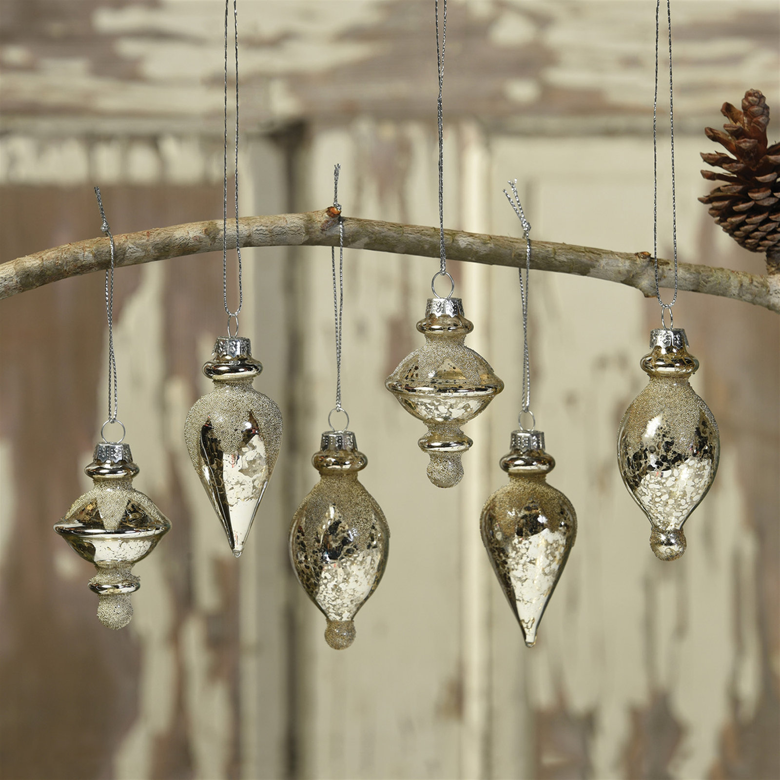 6 Piece Glass Finial Ornament Set
