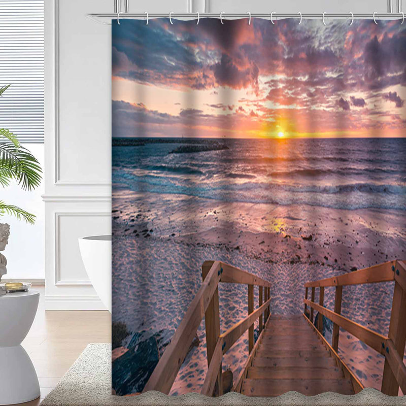 Rideau de douche bateau South Australie Beach Sunset West avec 12 crochets, L 72 po x l 78 po