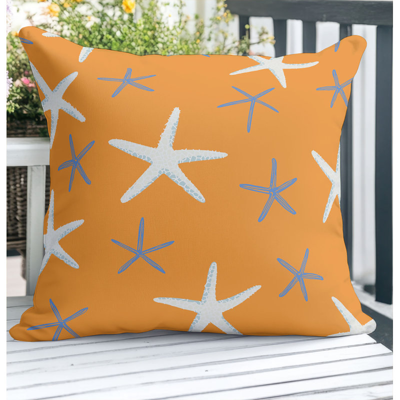 Coussin décoratif extérieur Starfish, Carré 18 po, Orange