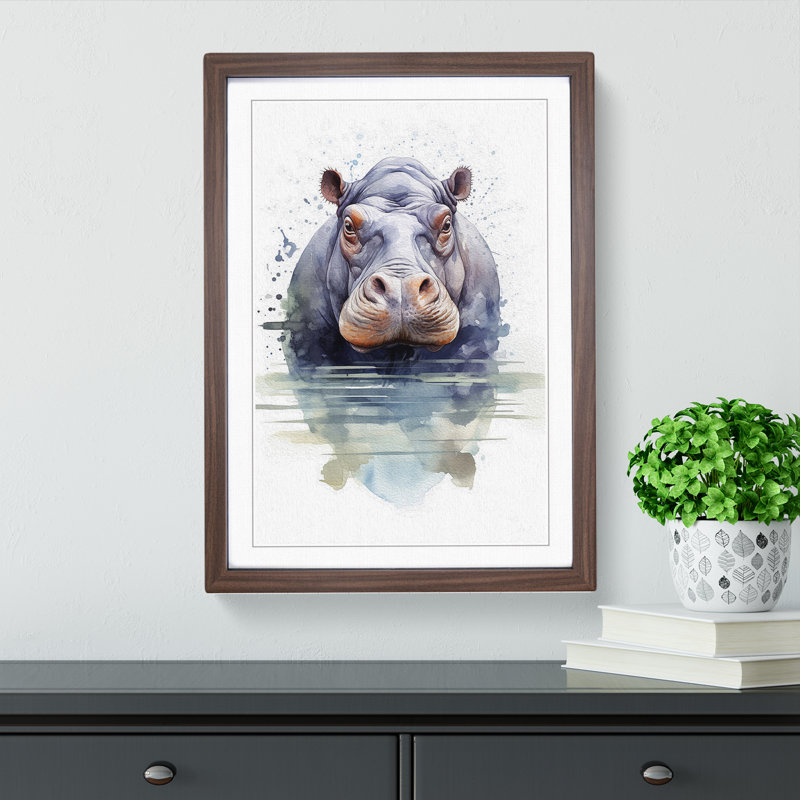 Hippo Geometric - Framed Print, 46cmH x 34cmW