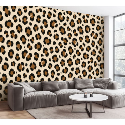 Papier peint adhésif à motif léopard, design moderne sans couture pour textiles, papier auto-adhésif amovible, pour salon, chambre à coucher H 100 po x l 144 po