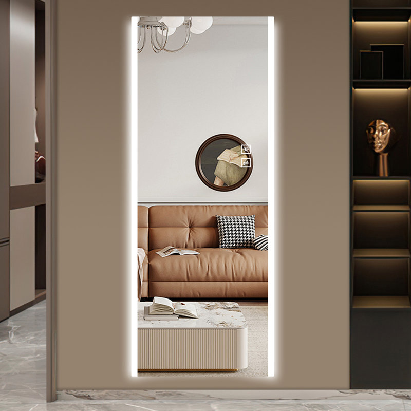 65*21in Led mirror full length,Frameless full-length mirror,Wall Mounted Mirror with Light,three-color changing light,Explosion-proof glass, high-definition imaging