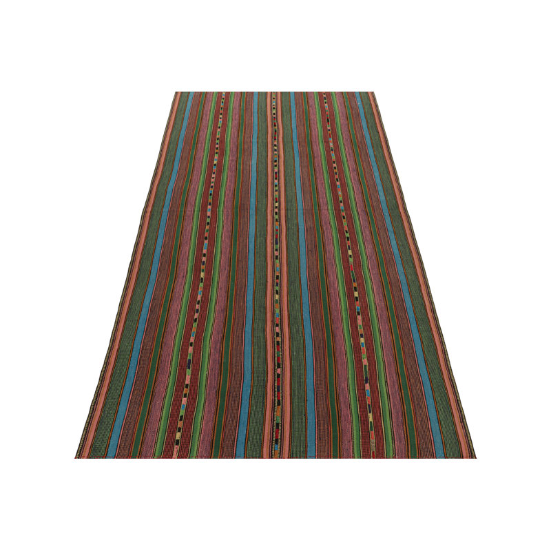 Vintage Palas Kilim In Multicolor Stripes, From Rug & Kilim