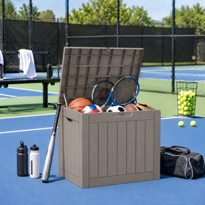 Boîte de rangement 40 gallons résistante aux intempéries - Rangement verrouillable en résine pour coussins de patio, outils de jardin et ensembles