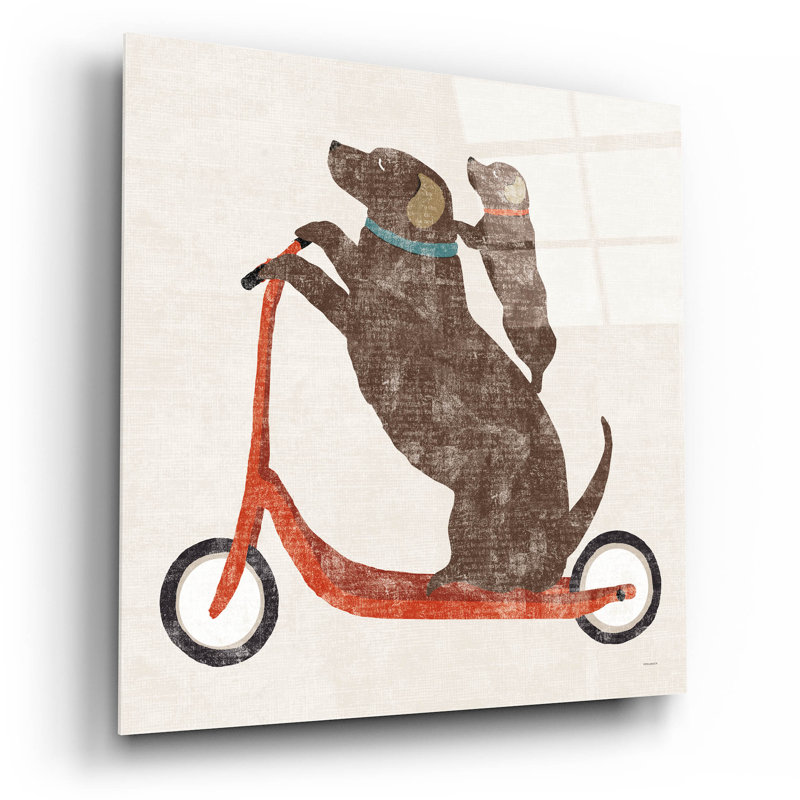 Art mural en verre Doxie Ride, H 12 po x l 12 po x P 0,13 po