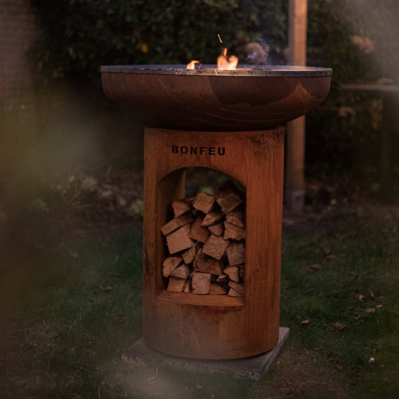 Cylinder Steel Outdoor Fireplace, Orange