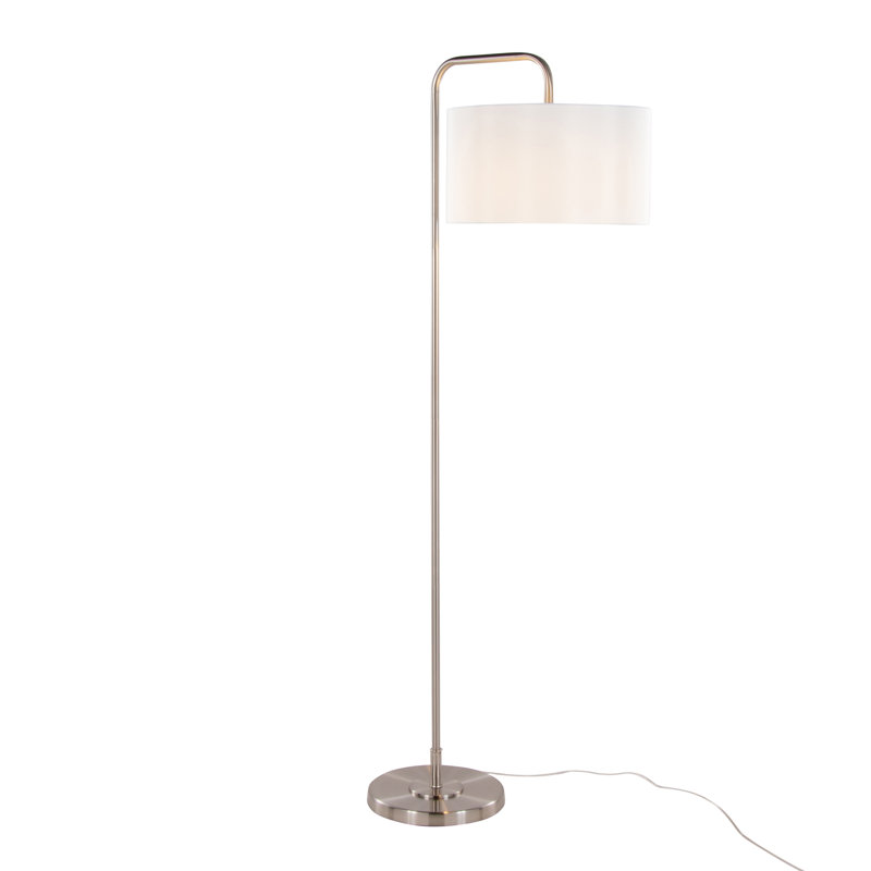 Contemporary Metal Floor Lamp, Brushed Nickel
