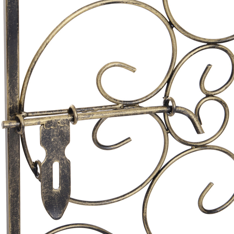 Lockable Wrought Iron Wine Shelf - Antique Bronze, Holds 45 Bottles, Robust Build, 18.06"w X 14.63"d 52"h Rack With Lock Modern Touch,