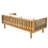 Armed Daybed, Wood Built, Water- Grey Cushions, Slat Paneled Furniture, 67.12w 31.98d 24.1h, Assembly Required 3 Seater Daybed With Arm Supports, Wood, Sunbed, 67.12 X 31.98 24.1,
