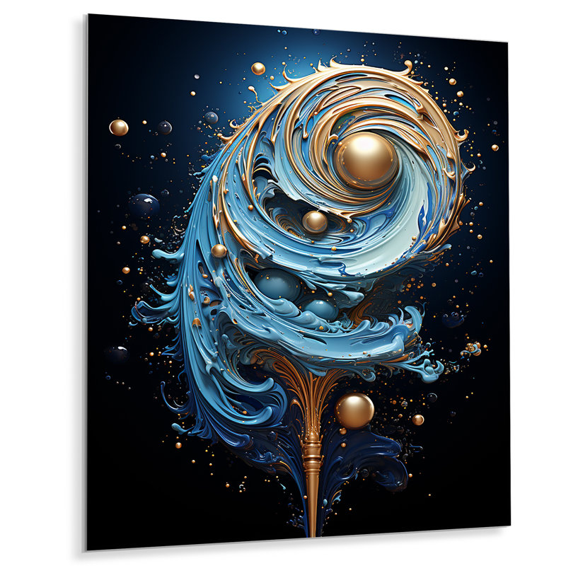 Art mural en métal blanc et bleu, H 32 po x l 24 po x P 1 po