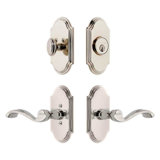 Grandeur Arc Short Plate Entry Set with Portofino Lever in Lifetime Brass