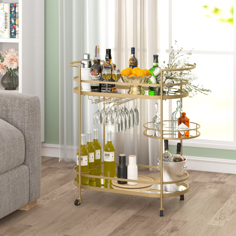 Mercer41 Travontae Metal Bar Cart & Reviews | Wayfair