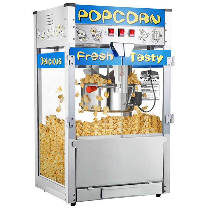 Machine à maïs soufflé Pop Heaven - bouilloire en acier inoxydable 12 oz, plateau à grains Reject, lumière chauffante et accessoires par Great Northern Popcorn (bleu)