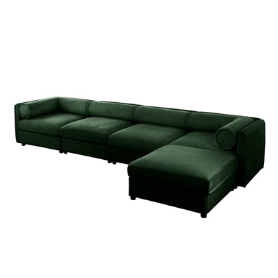 Canapé modulaire modulaire à 4 places, rangement, tissu chenille, assise profonde confortable en L avec rangement chenille, confortable, ergonomique cylindrique, salon