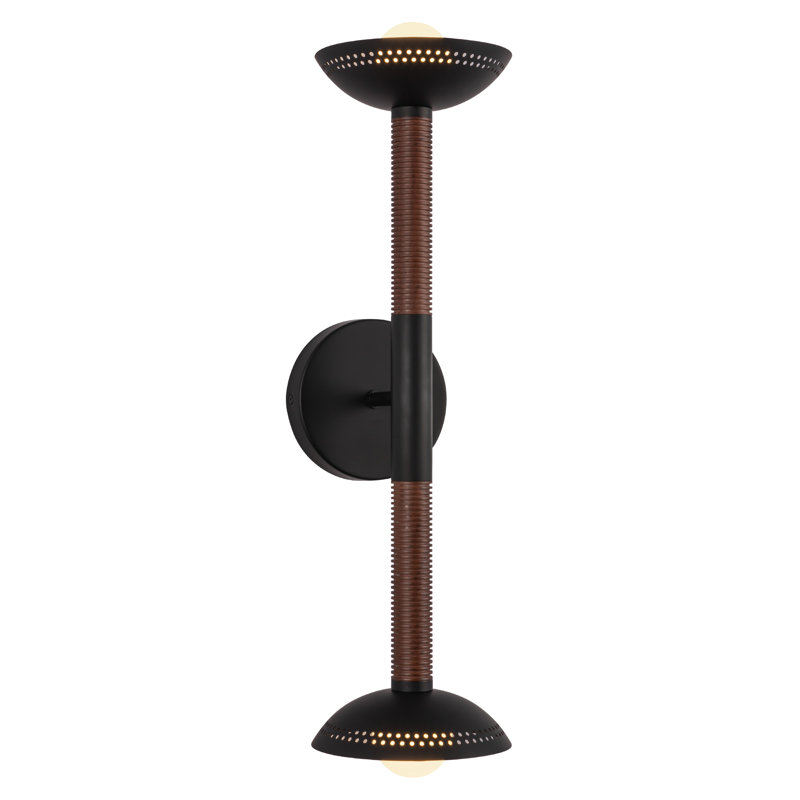 Lampe murale/de coiffeuse Soham 23 po (avec abat-jour), Noir, Blanc / noir mat