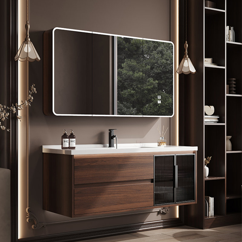 Armoire de salle de bain simple de style rétro léger et luxueux