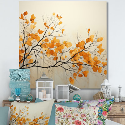 Amber Autumn Leaves On Canvas Print