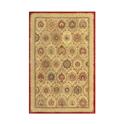 Tapis décoratif en laine nouée à la main à motif floral Mirfield