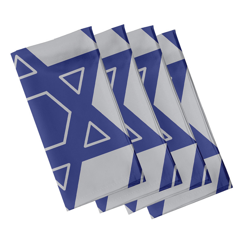 Kweli Star Pattern Napkins, White/Blue