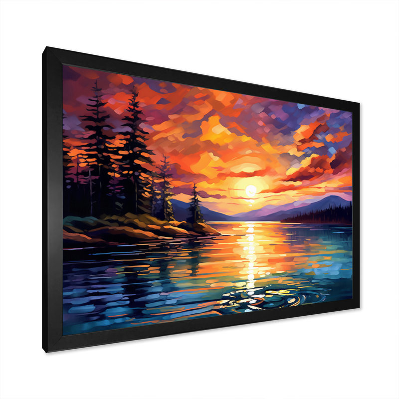 Coucher de soleil avec des reflets colorés IV - art côtier coucher de soleil sur toile, H 12 po x l 20 po x P 1 po