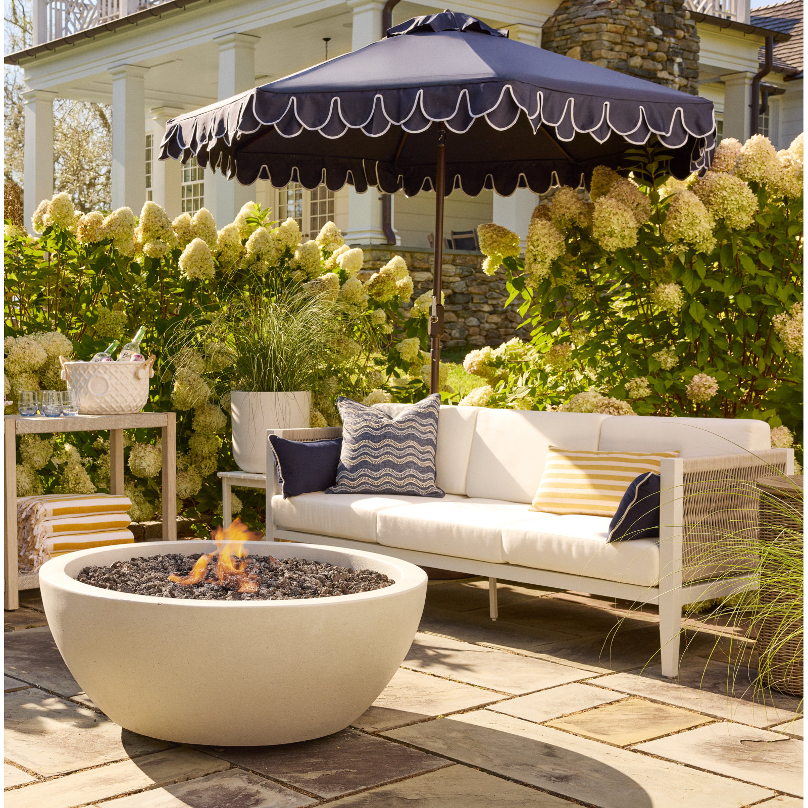 Rene Sunbrella® Lumbar Throw Pillow, 12" x 24", Navy