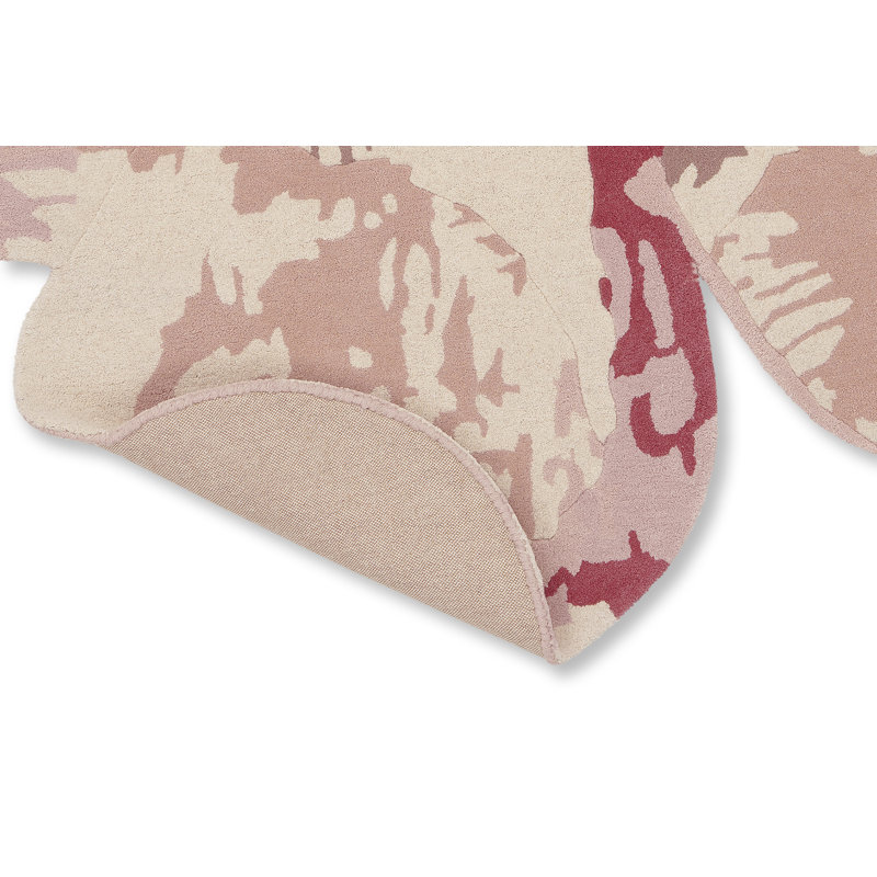 Wool Abstract Area Rug in Pink/Beige, Novelty 4'11 x 4'11